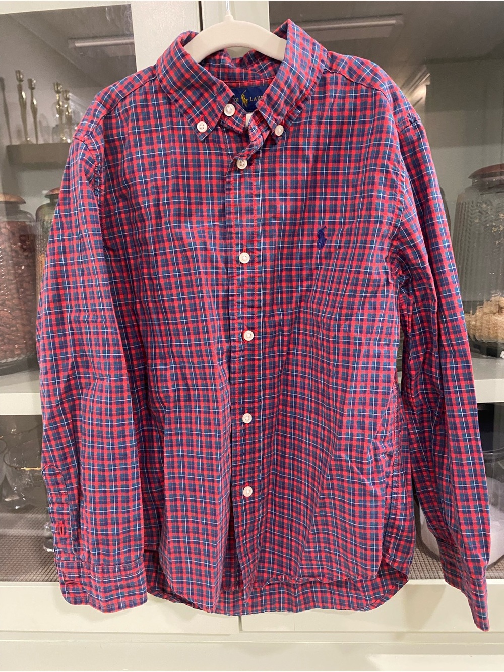 Ralph Lauren Red & Navy Plaid Button-Down Shirt
